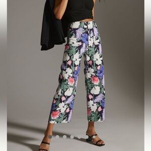 Anthropologie Maeve Colette Pants Floral Blue Pink Purple